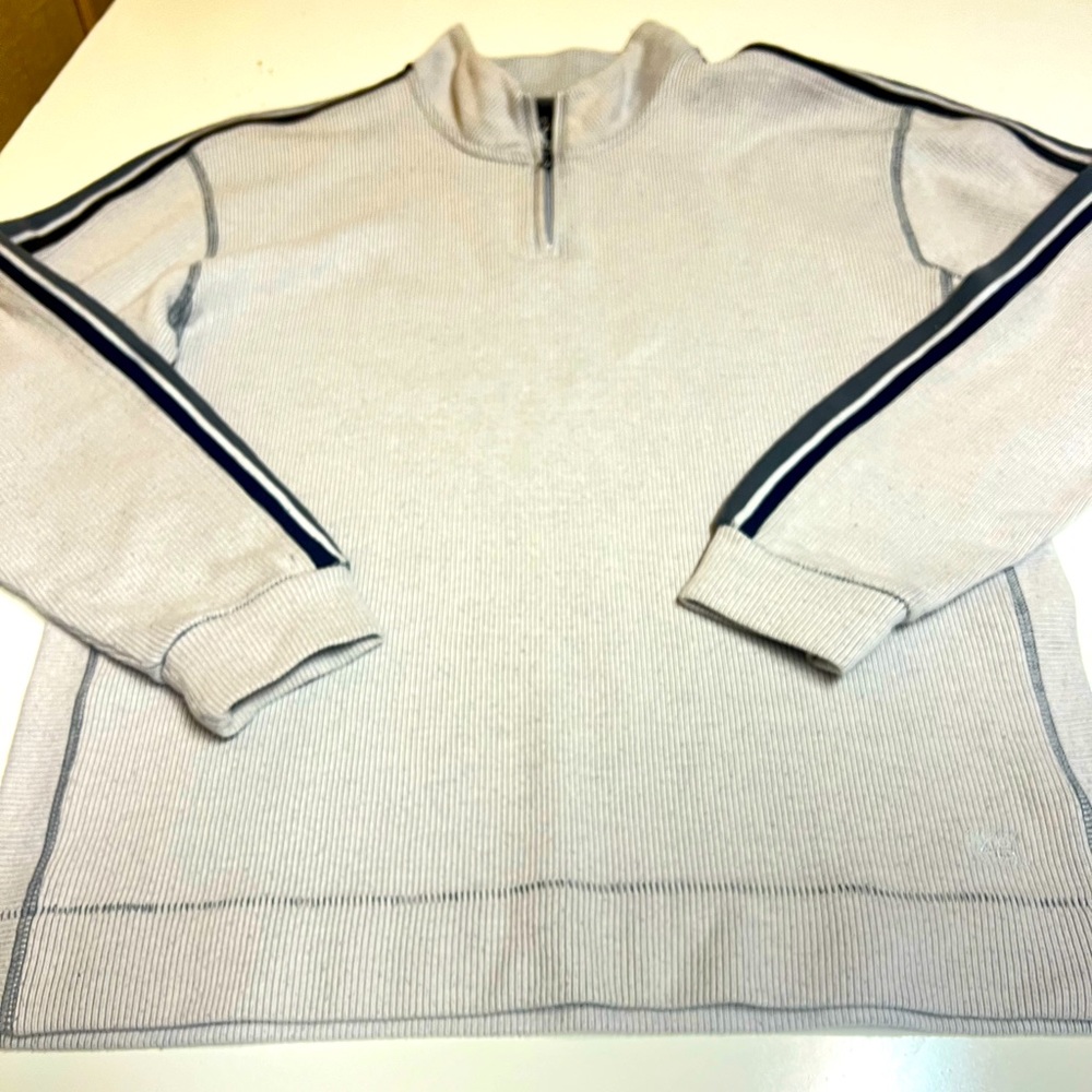 XG Boys Size 14/16 Large Ribbed 1/4 Zip Pullover Sweater Long Sleeve Beige Black